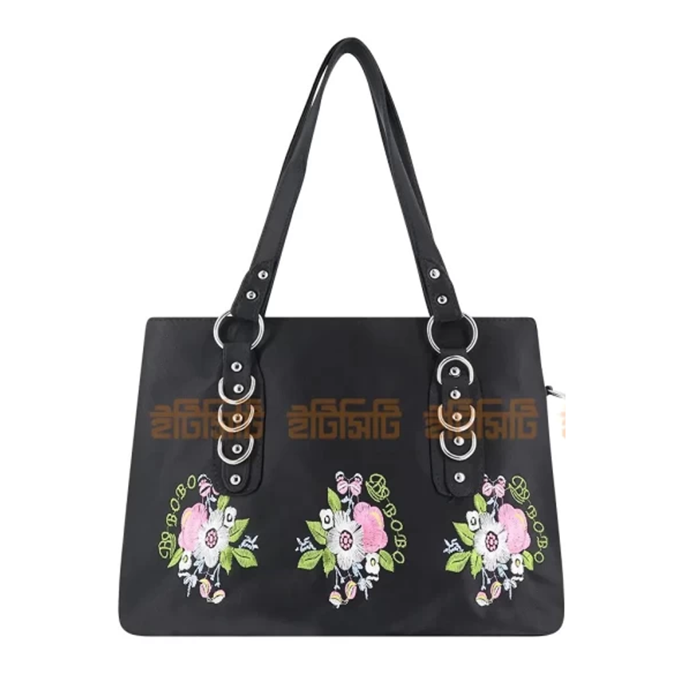 Parachute Bobo-01 Embroidered Handbag For Women - Black Flower