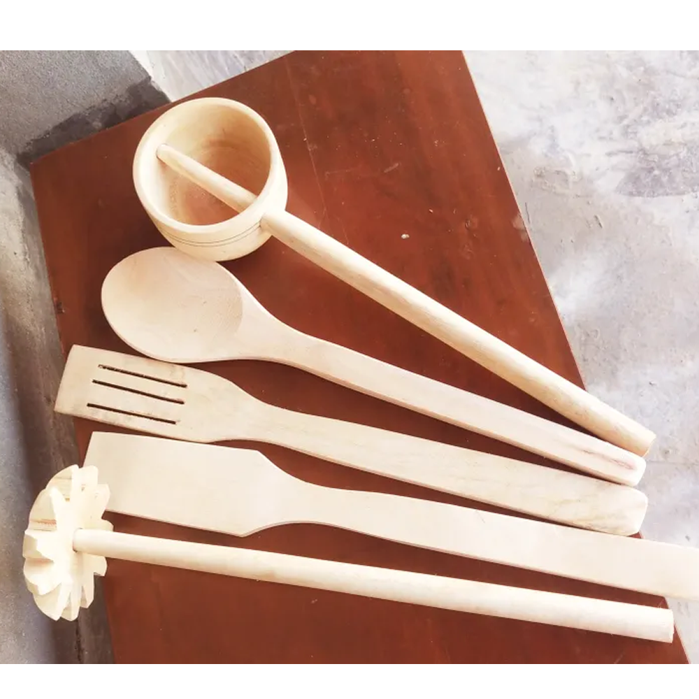 Set Of 5 Pcs Wooden Spoon Set - Brown