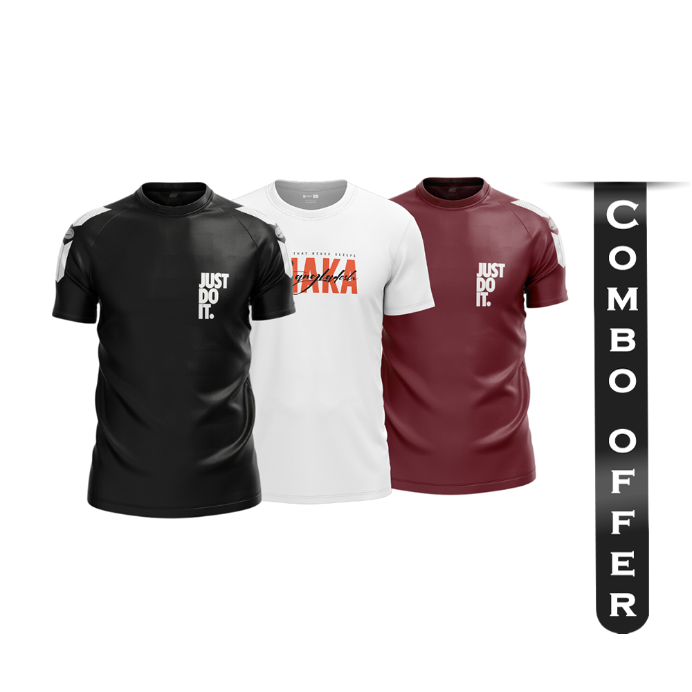 Combo Of 3Pcs NEXF Mesh Short Sleeve Jersey Tshirt For Men - Multicolor - NEX-H-06