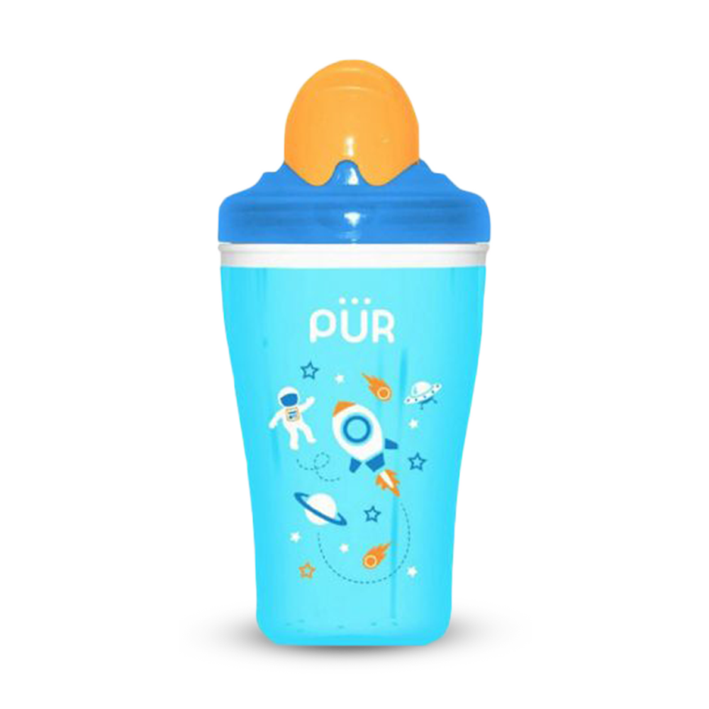 Pur Plastic Insulated Straw Cup 250ml Blue 9009