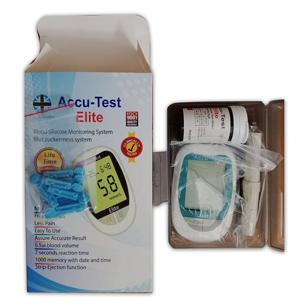 Accu Test Elite Blood Glucose Monitor with 10 Strips and 10 Needles Free