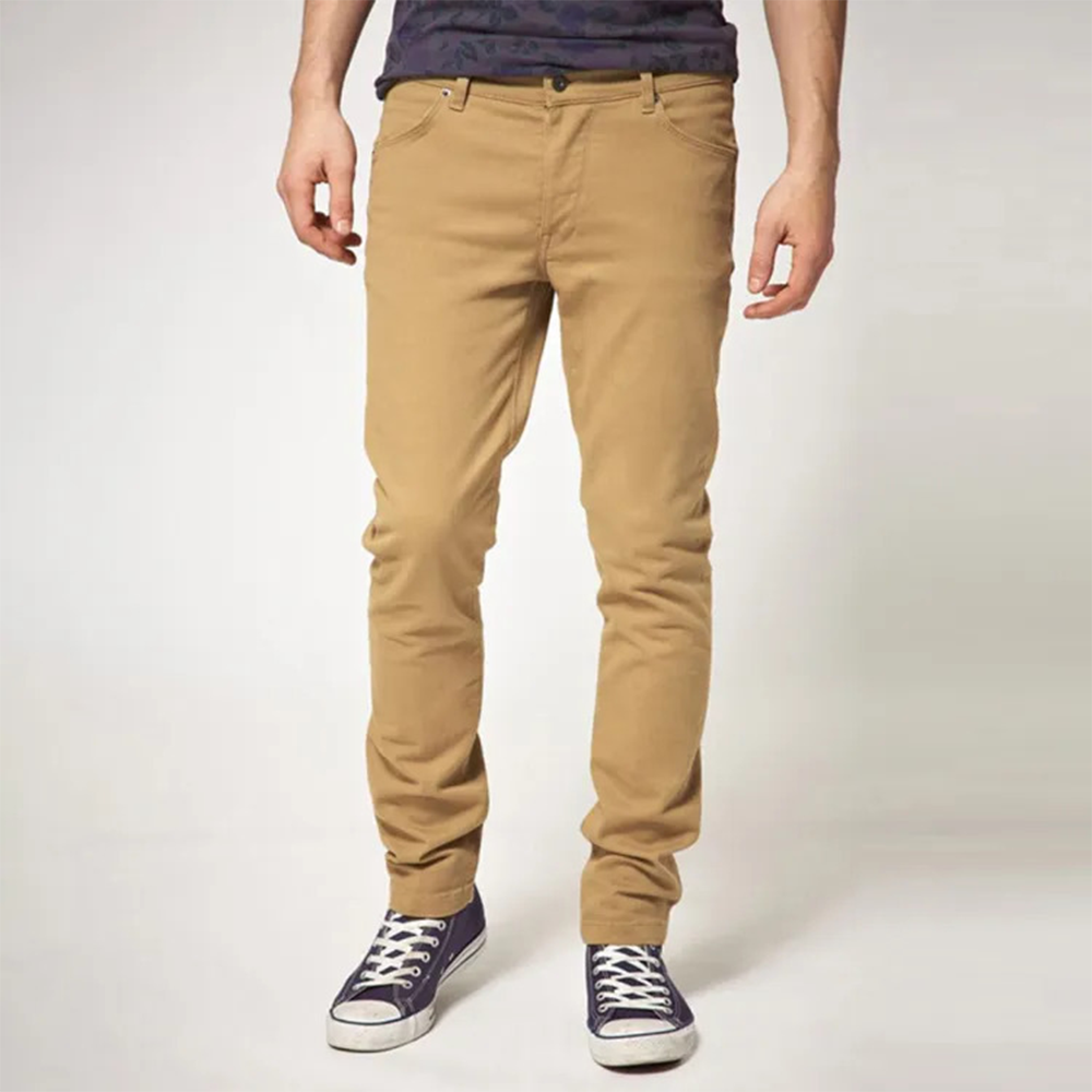 Cotton Semi Stretched Chinos Gabardine Pant For Men - Mustard - PGS036