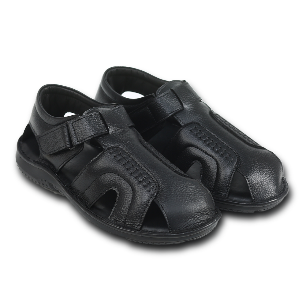 Leather Sandals For Men - Black - BW10523