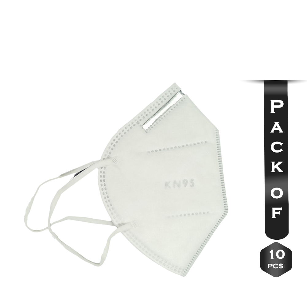 Pack of 10 Pcs KN-95 Protective Mask With Steel Nose Clip - White - 132586278