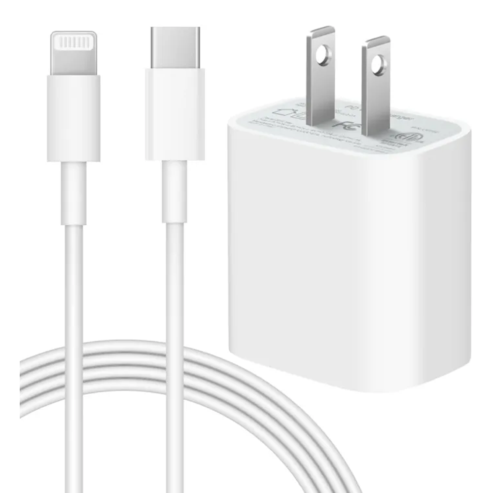 Apple iPhone 20W PD Fast Charger Adapter with USB-C to Lighting Cable - White 