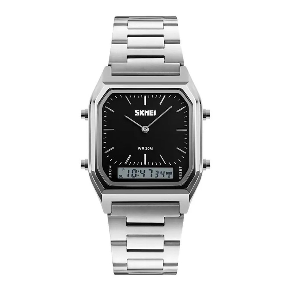 SKMEI 1220 Stainless Steel Waterproof Casual Watch For Men - Silver and Black