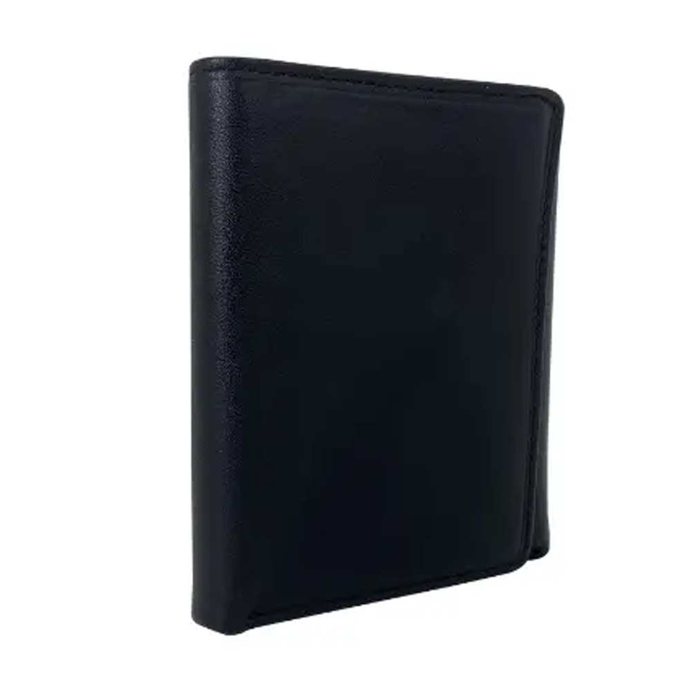 Leather Trifold Wallet For Men - Black