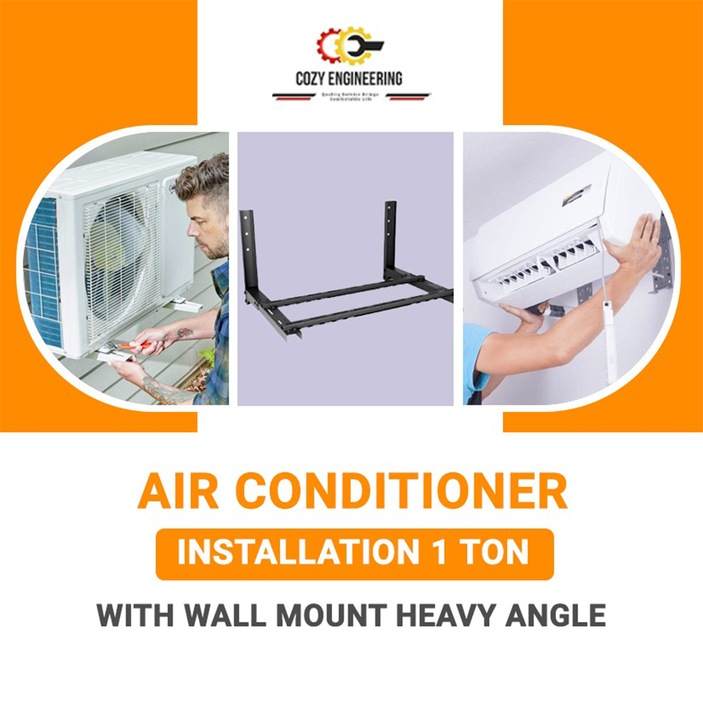 Air Conditioner Installation 1 Ton with With Wall Mount Heavy Angle