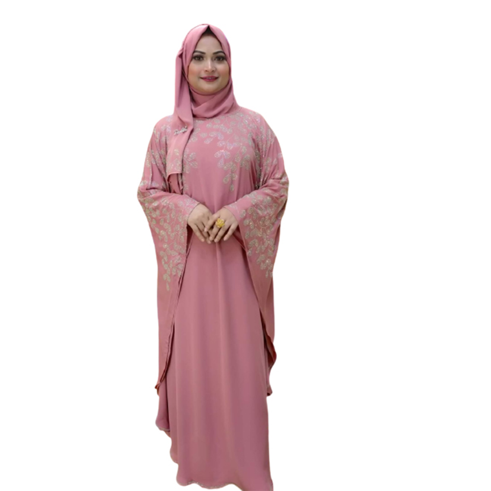 Dubai Cherry Abaya Borkha With Hijab For Women - Pink - BK-P22