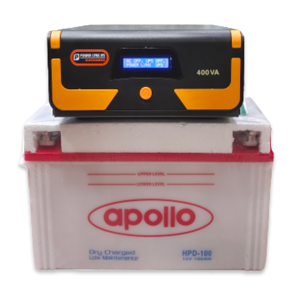 Combo of Power Lynx 400VA Digital IPS and Apollo DC 12V IPS Battery - PLE-20188 - 320W