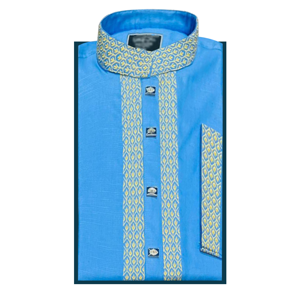 Cotton Panjabi for Men - Blue - BHA008