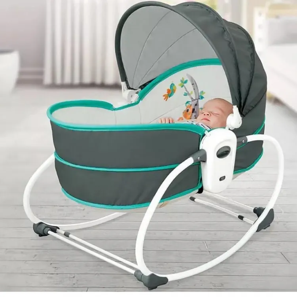 Mustella 5 In 1 Rocker and Bassinet For Baby With Music Vibration Gray