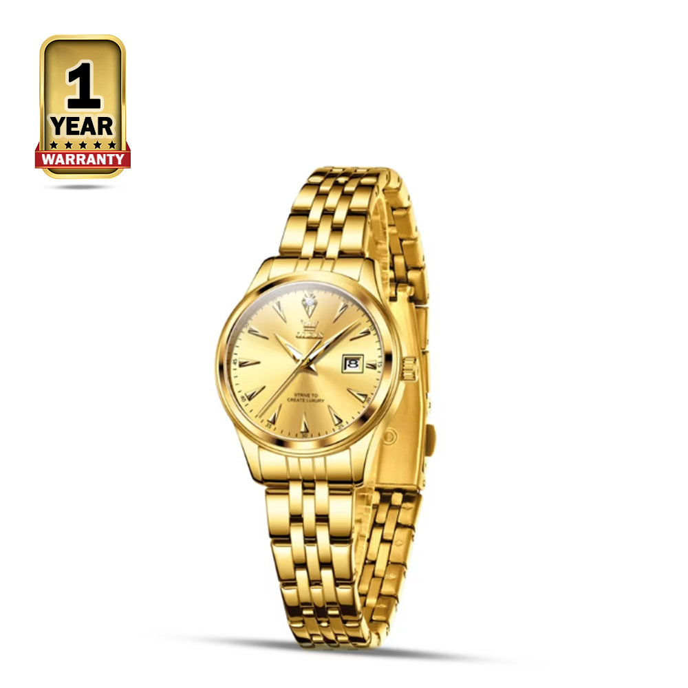 Olevs 5598L Stainless Steel Analog Wrist Watch For Women - Golden