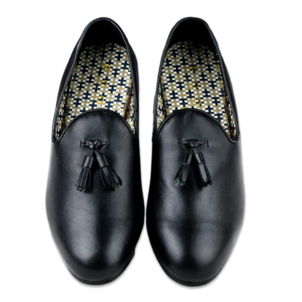 Leather Tassel Shoes For Men - Black - VT-6919