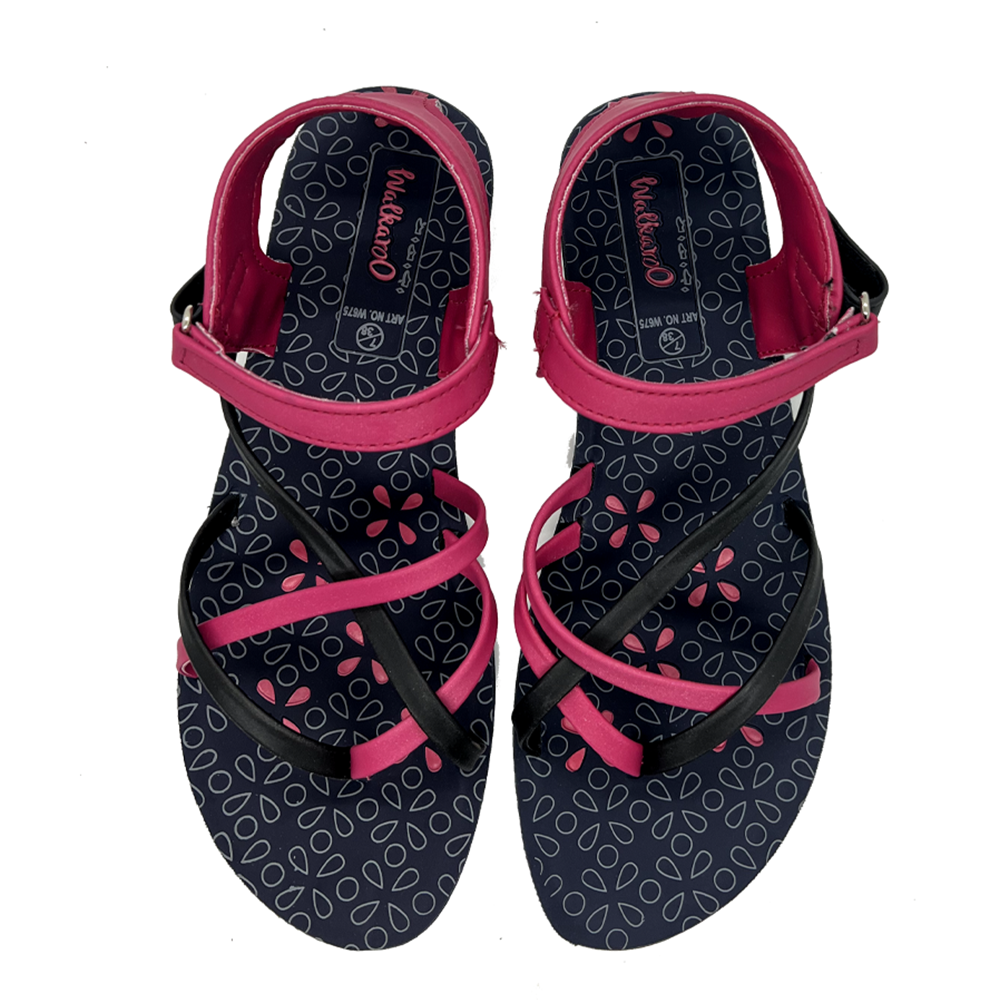 Walkaroo Pink Black Sandal For Ladies W675PKBK - Pink Black