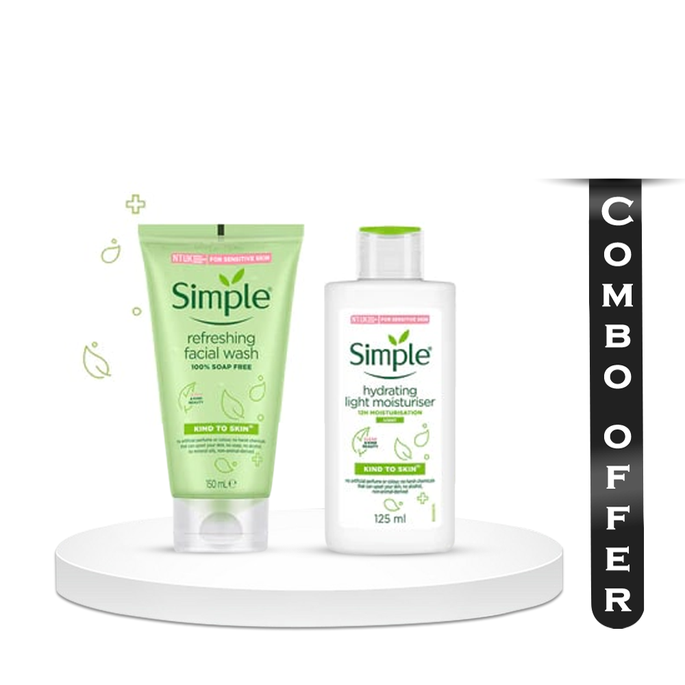 Combo of Simple Kind to Skin Moisturising Facial Wash & Light Moisturiser - 150 ml + 125 ml