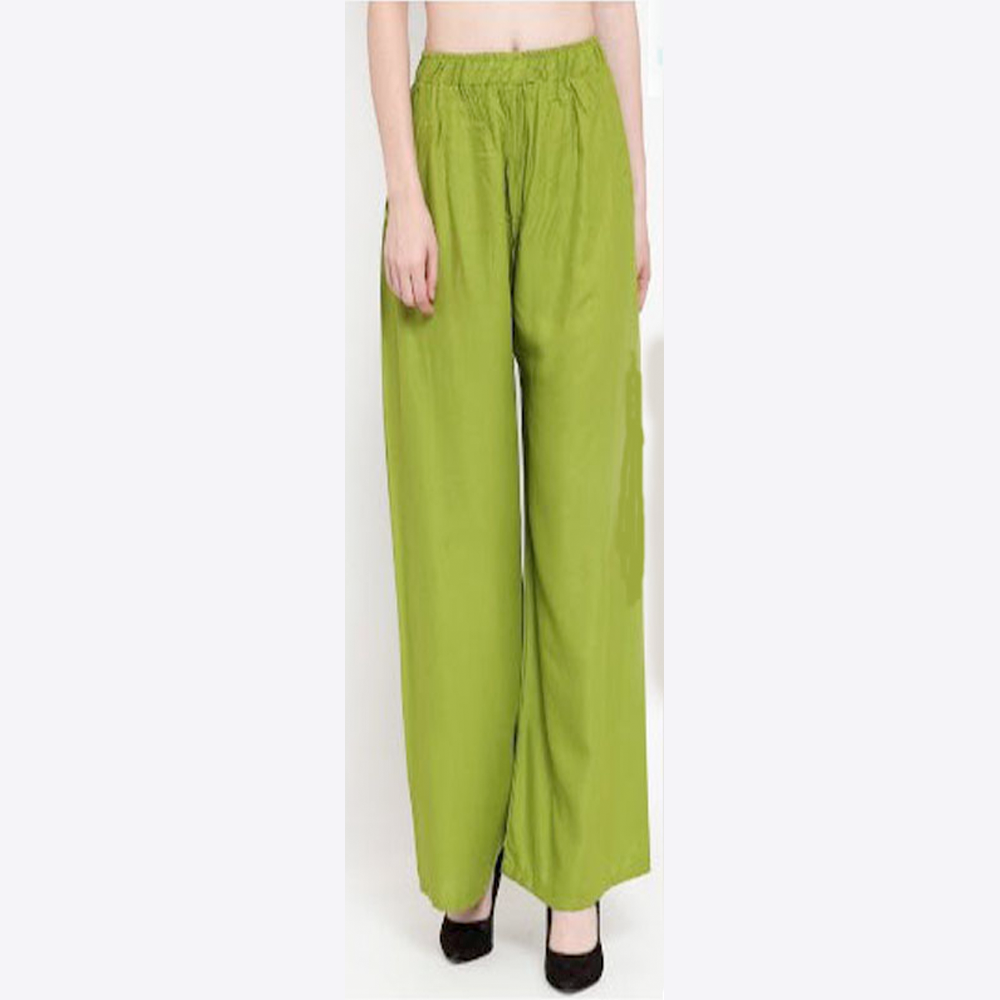 Linen Loose Fit Flared Wide Palazzo Pants For Women - Olive