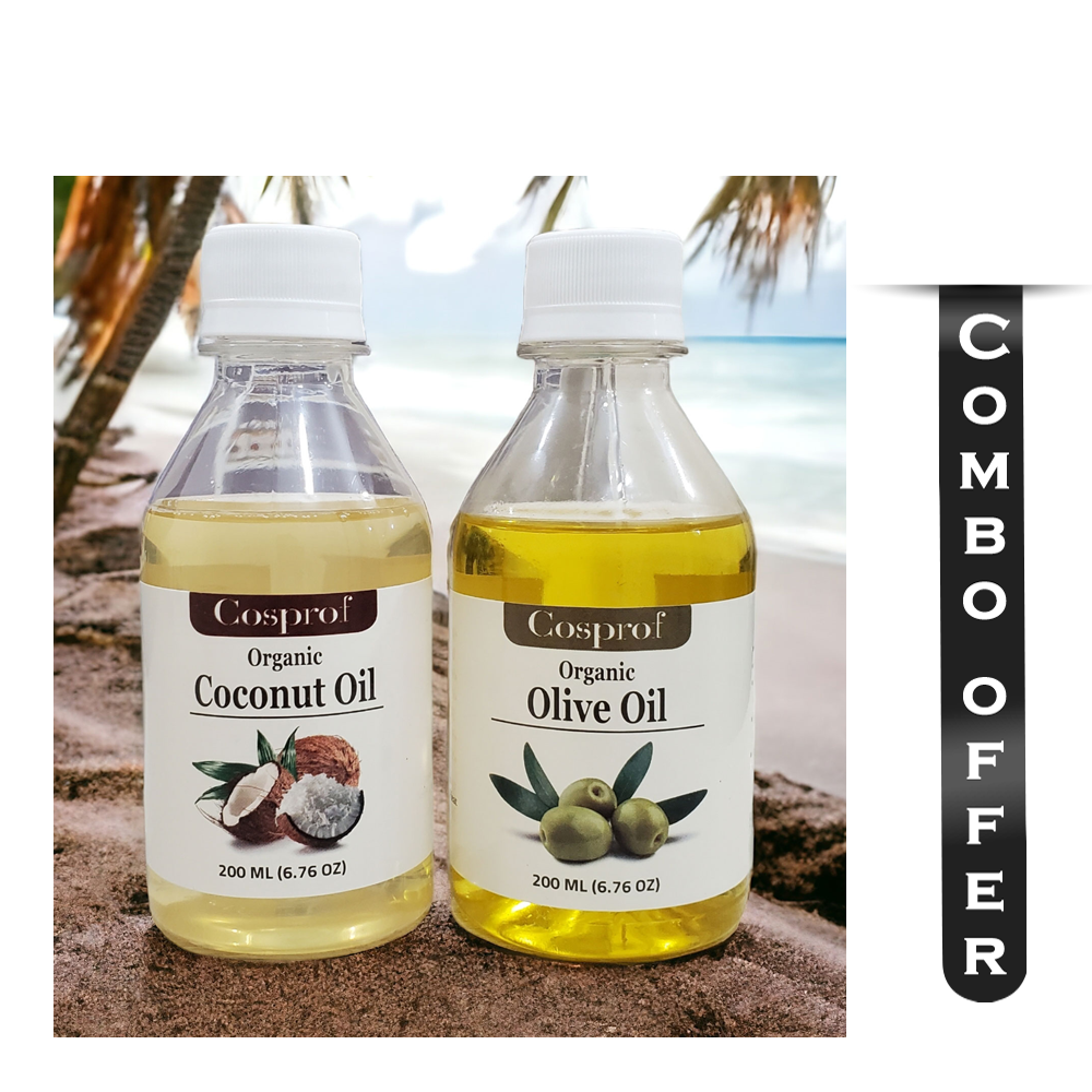 Combo of Cosprof Organic Coconut Oil - 200ml And Olive Oil - 200ml