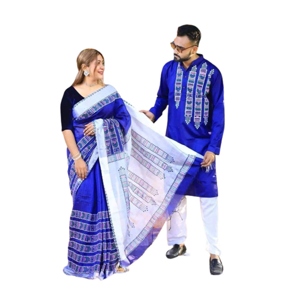 Half Silk Saree and Cotton Panjabi For Couple - CS-61