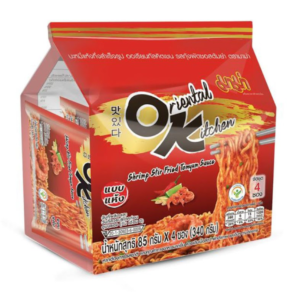 Mama Oriental Kitchen Shrimp STIR Fried Tom Yum Sauce Flavor Instant Noodles Family Pack - 4x85gm - M149733