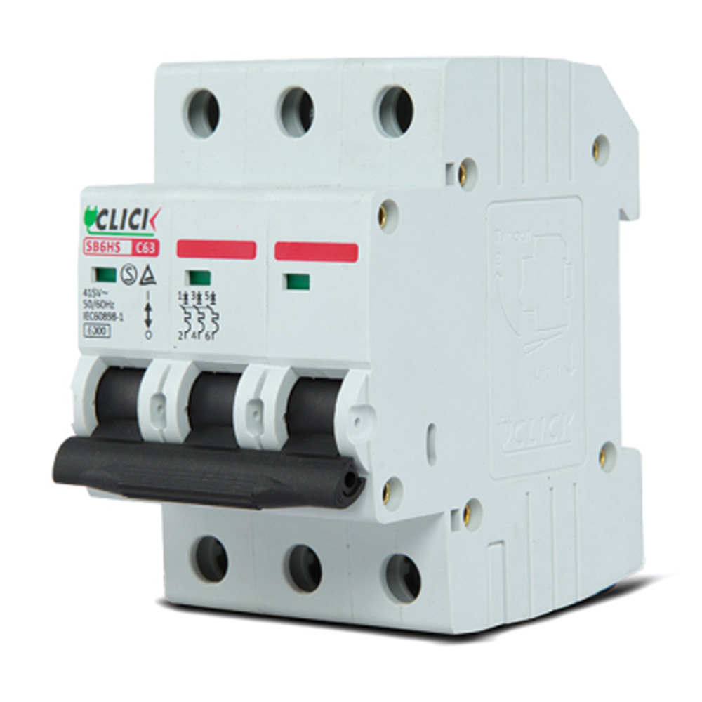 Click Circuit Breaker MCB - 3P 63A C 6KA - White