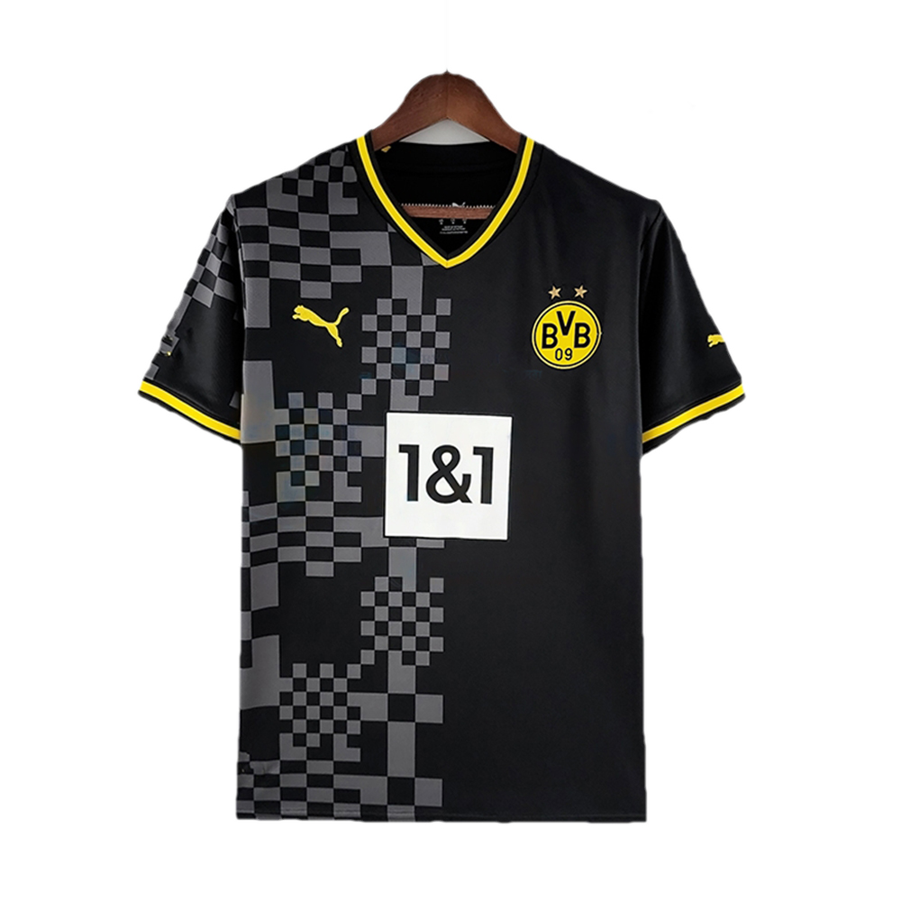 Borussia Dortmund Mesh Cotton Short Sleeve Away Jersey For Unisex - Black - Borussia A1