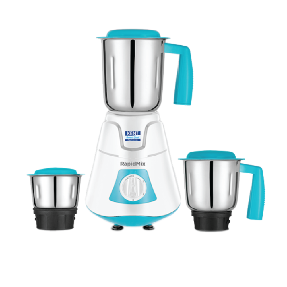 Kent Rapid Mix 3 Stainless Steel Jar Mixer Grinder - Blue And White