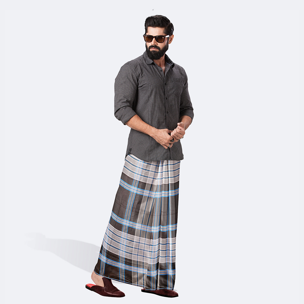 Cotton Checked Lungi for Men - Multicolor - FL116