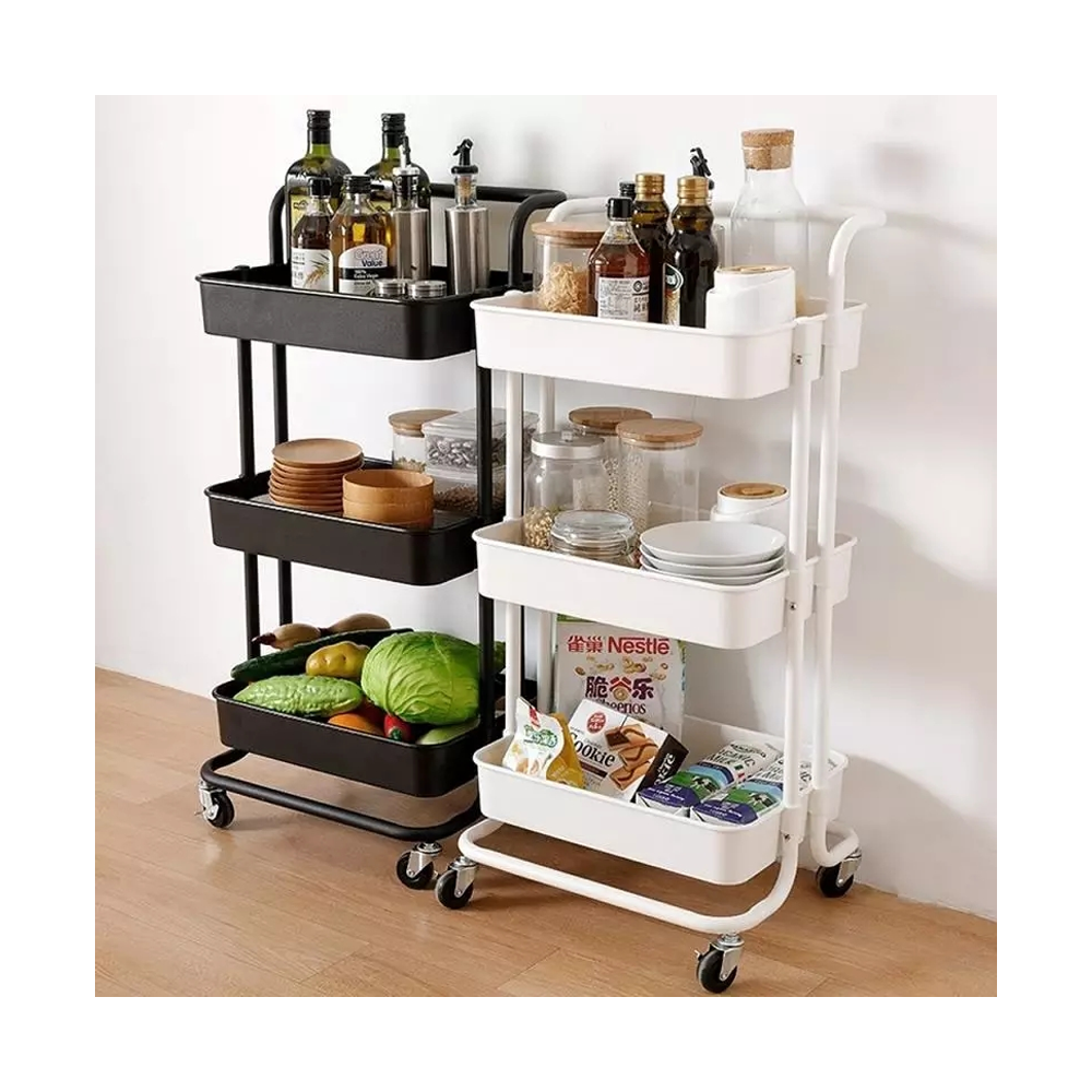 Kitchen Multi-function Storage Trolley - 3 Tier - Multicolor