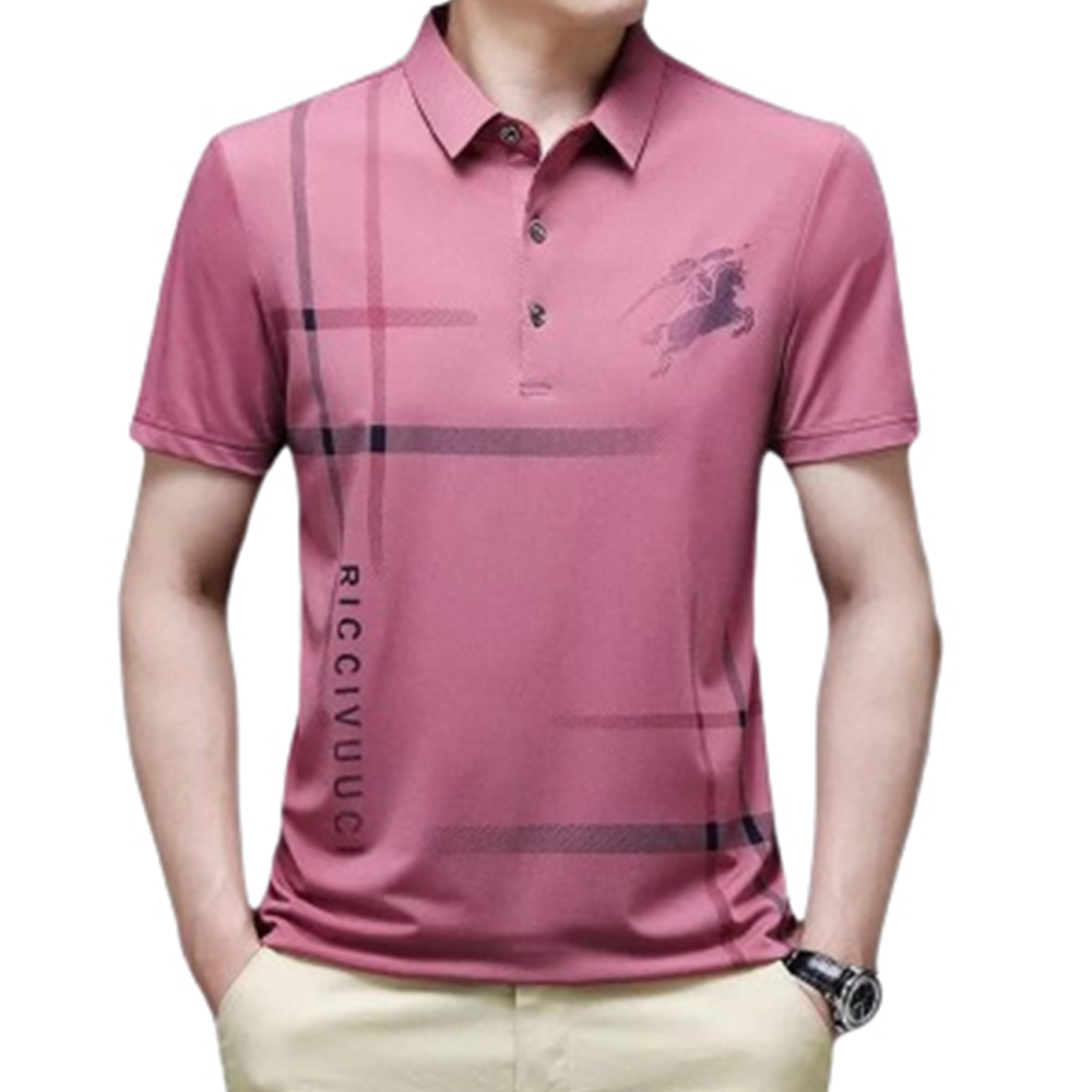 Pique Cotton Half Sleeve Polo For Men - Deep Pink - PT-N10