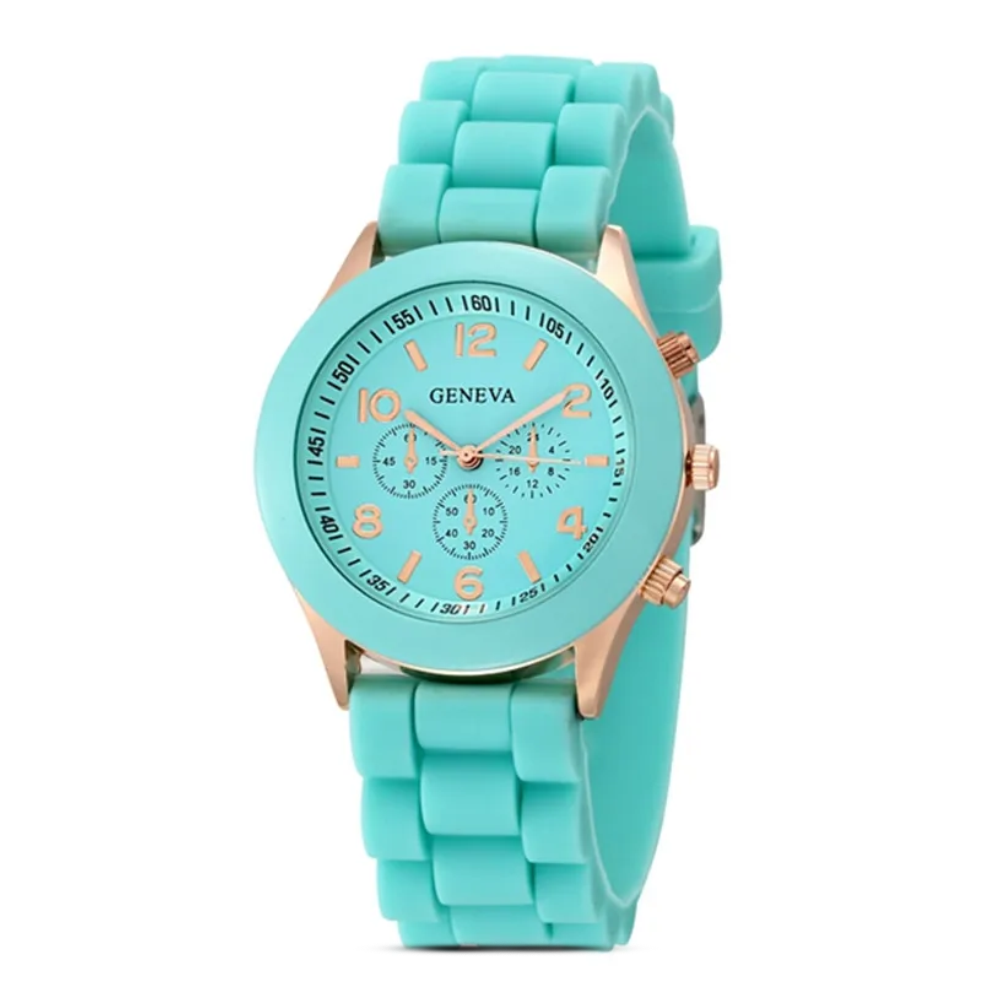 RUNERR GV008 Silicone Dual Display Quartz Wrist Watch for Women - Light Aqua