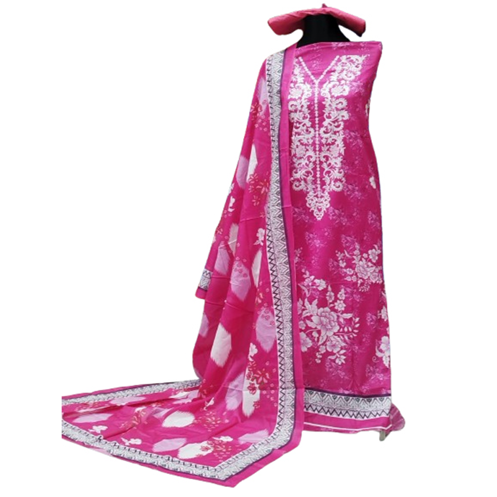 Unstitched Swiss Cotton Digital Printed Salwar Kameez For Women - Multicolor - 3A-T44