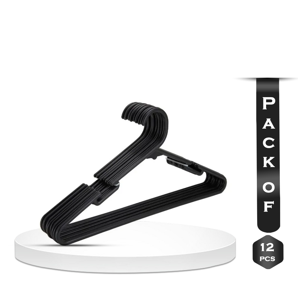 Pack of 12 Pcs Plastic Cloth Hangers Black