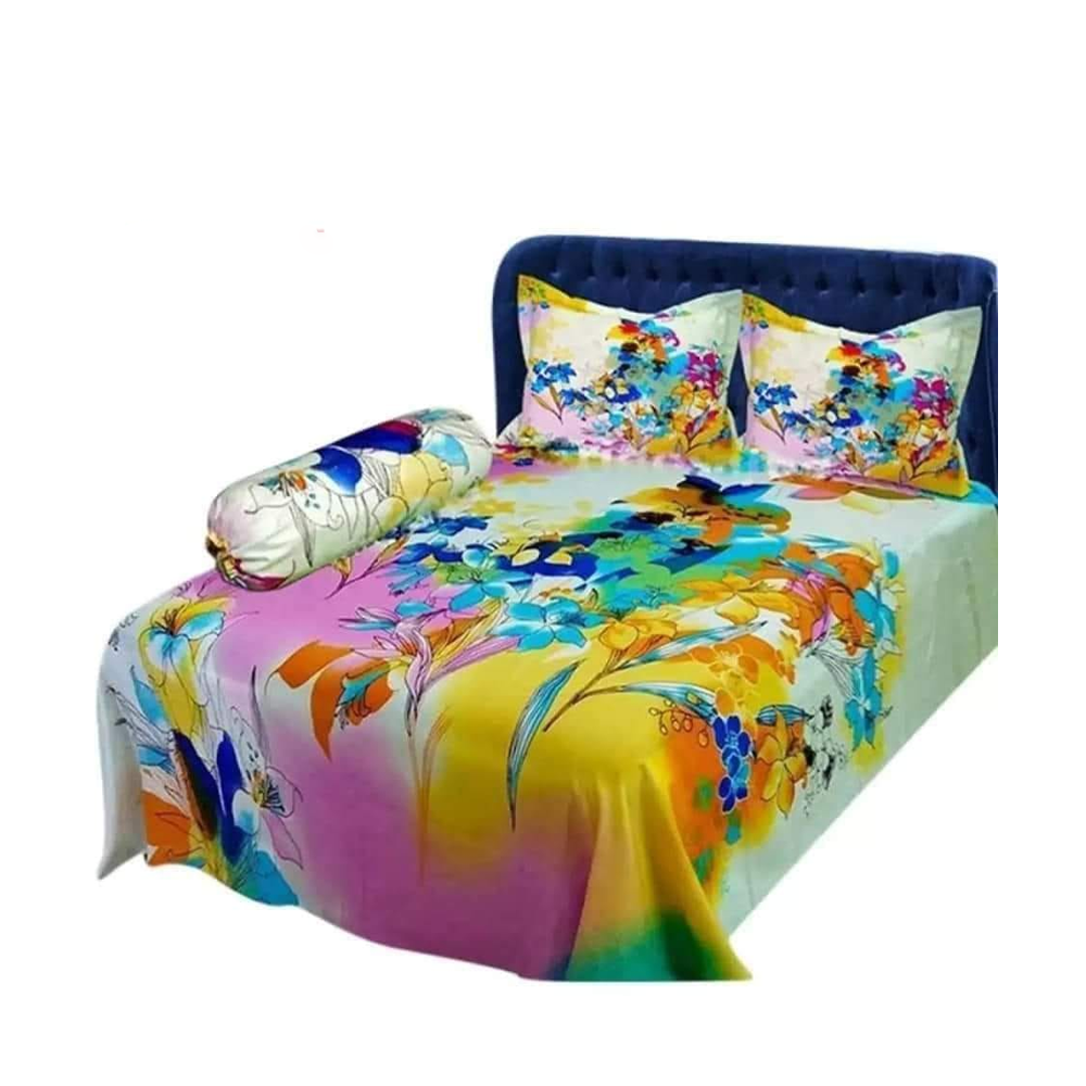 King Size Cotton Panel Bedsheet - ST-04 - Multicolor