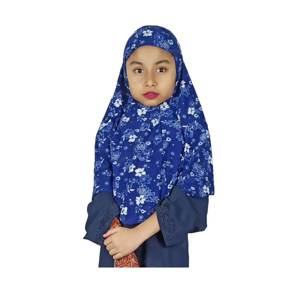 Dubai Cherry Hijab For Girls - Blue - hijab_blue_4-6