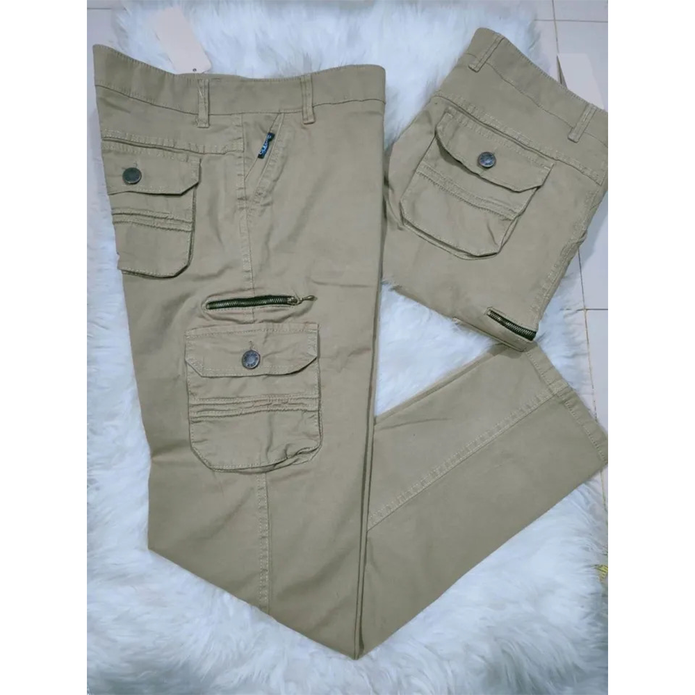 Twill Cotton Cargo Mobile Pant For Men - Off White - NH&B005