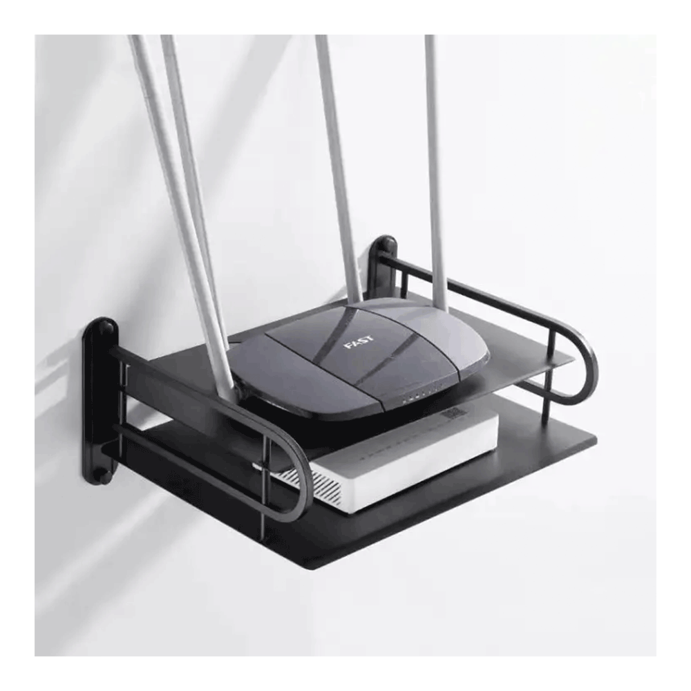 Metal 2 Layer WIFI Router Stand - Black