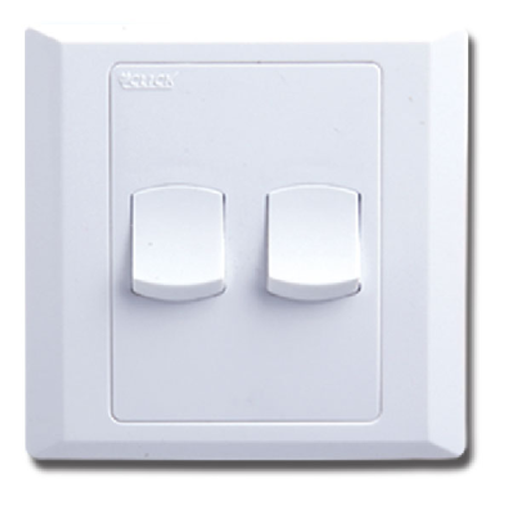 Click Aster 2 Gang 1 Way Switch - White