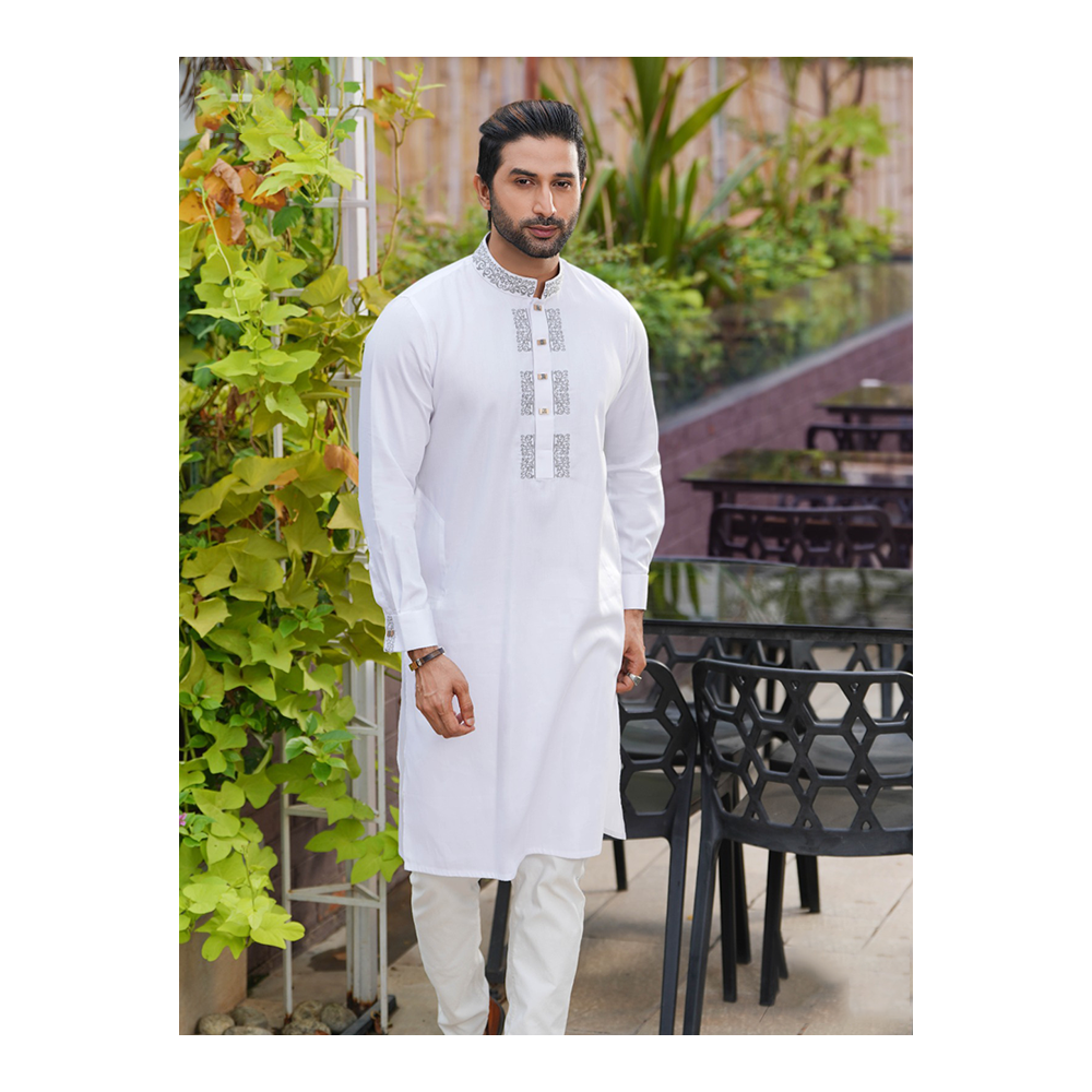 MaleWear Premium Cotton Panjabi for Men White TW 37