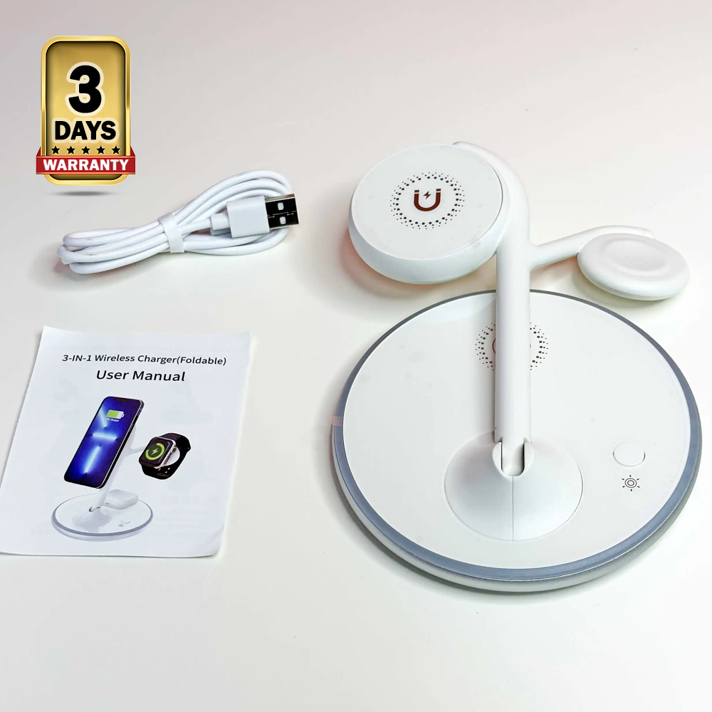 Pix X516 Magnetic 3 In 1 Fast Wireless Charger - 15W - White