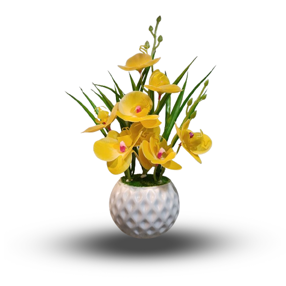 Artificial Orchid Flower Tub (Argent) - POFT-0101 - 12  Inch