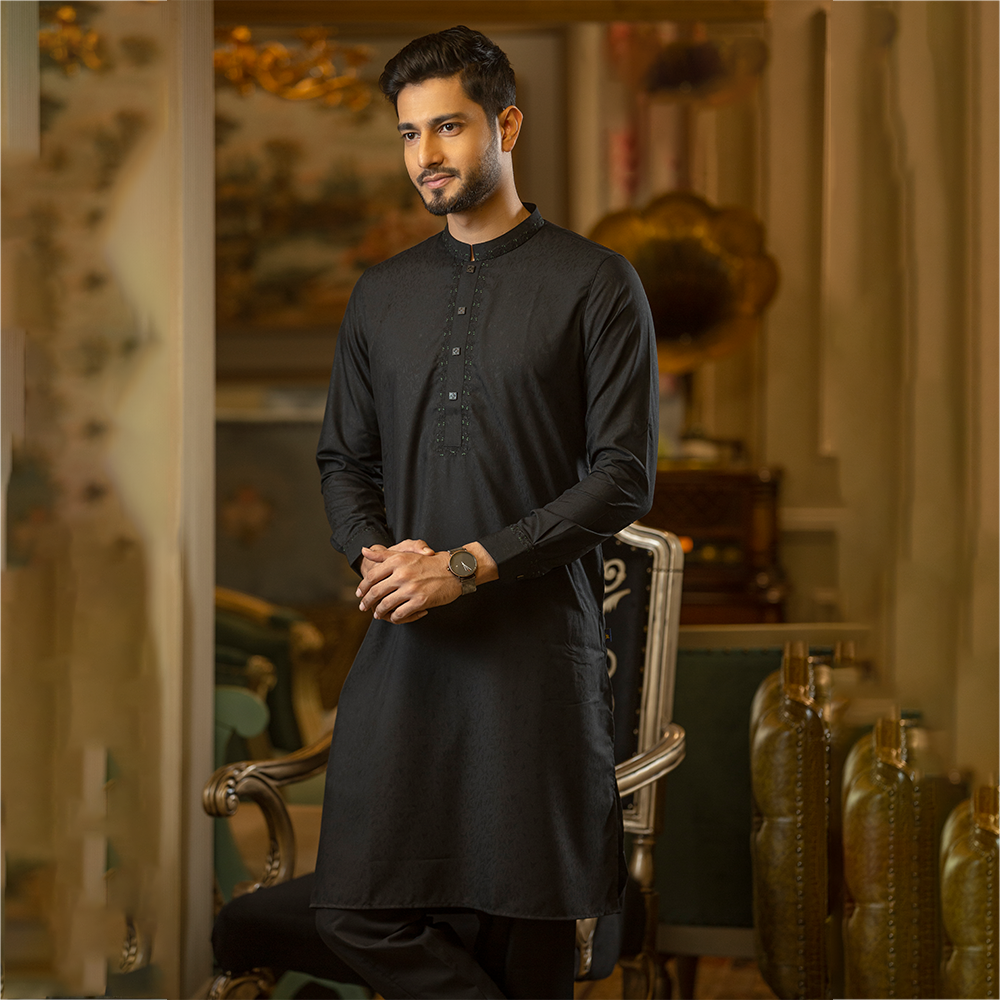 Cotton Kabli Set For Men - Black - AB-9053