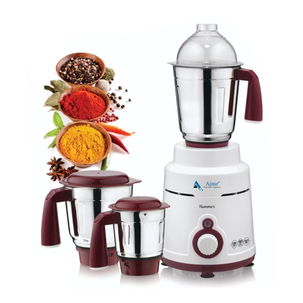 Ajnur Hummer Blender Plus & Mixer Grinder - 1200 watt - White & Maroon