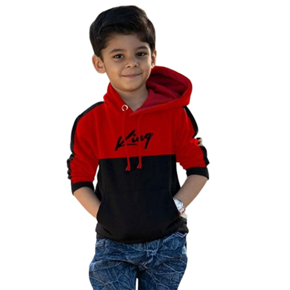 Cotton Winter Hoodie For Boys and Girls - Red and Black - BH-52