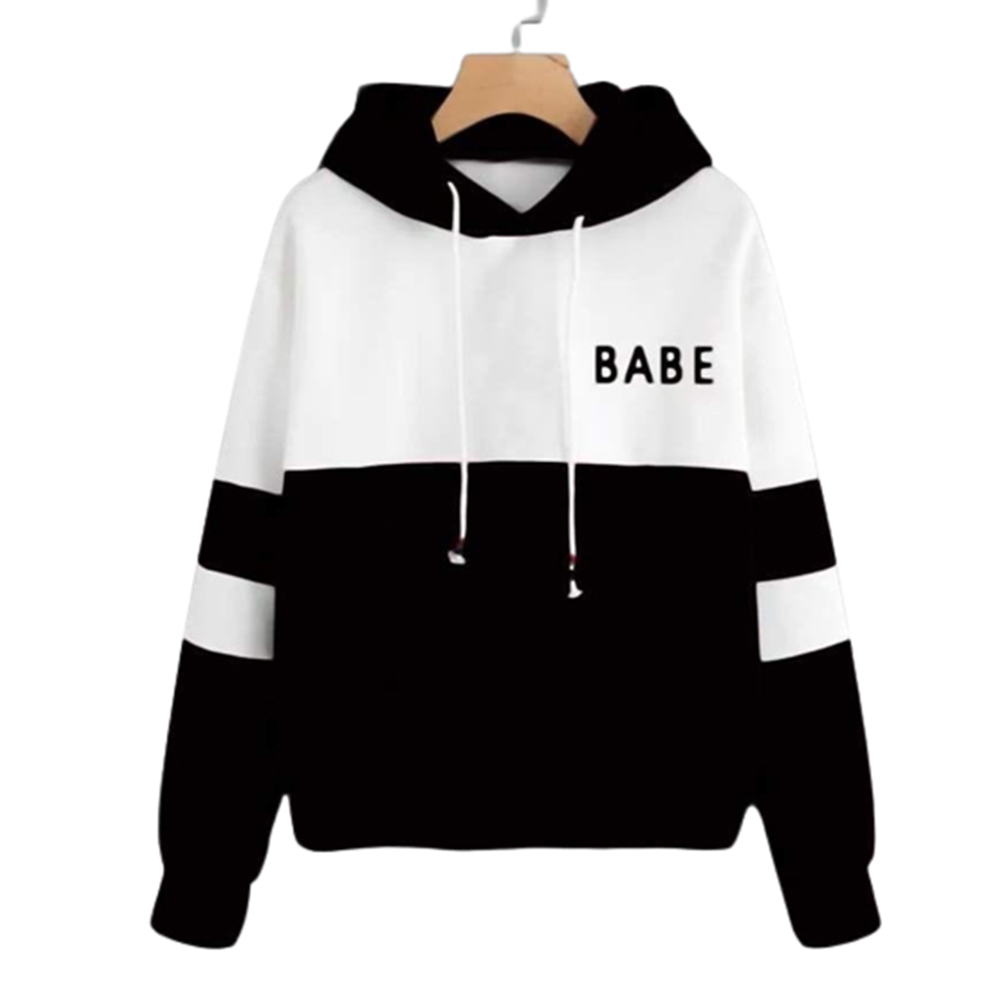 Cotton Winter Hoodie For Women - Black and White - HL-69