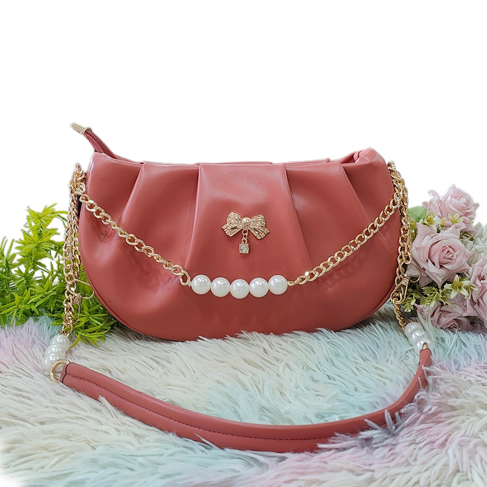 PU Leather Shoulder Bag For Women - Pink - EF095