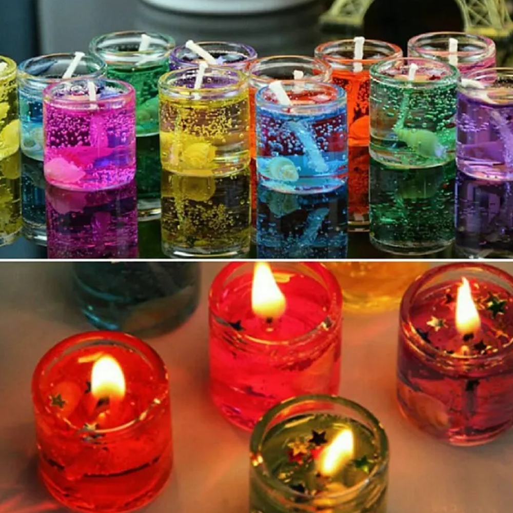 Set of 12 Pcs Glass Jelly Candles - Multicolor