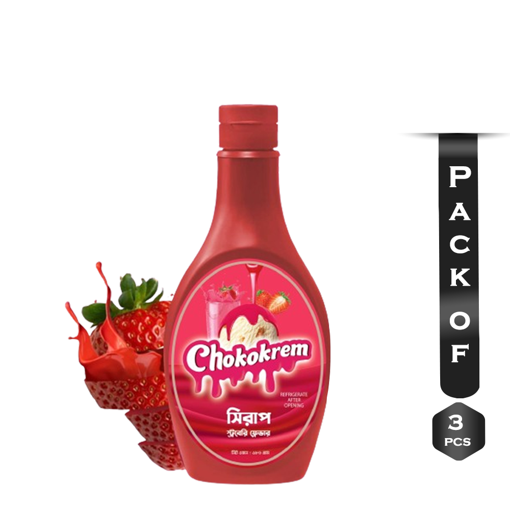 Pack of 3 Chokokrem Strawberry Syrup - 680gm