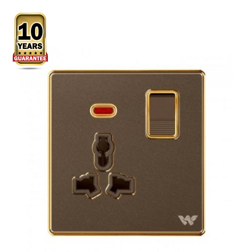 Walton Premio WP3PS 3 Pin Universal Socket With Switch - Dark Brown