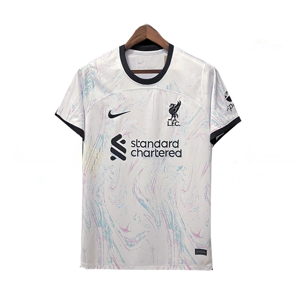 Liverpool Mesh Cotton Short Sleeve Away Jersey For Unisex - White - Liverpool A1